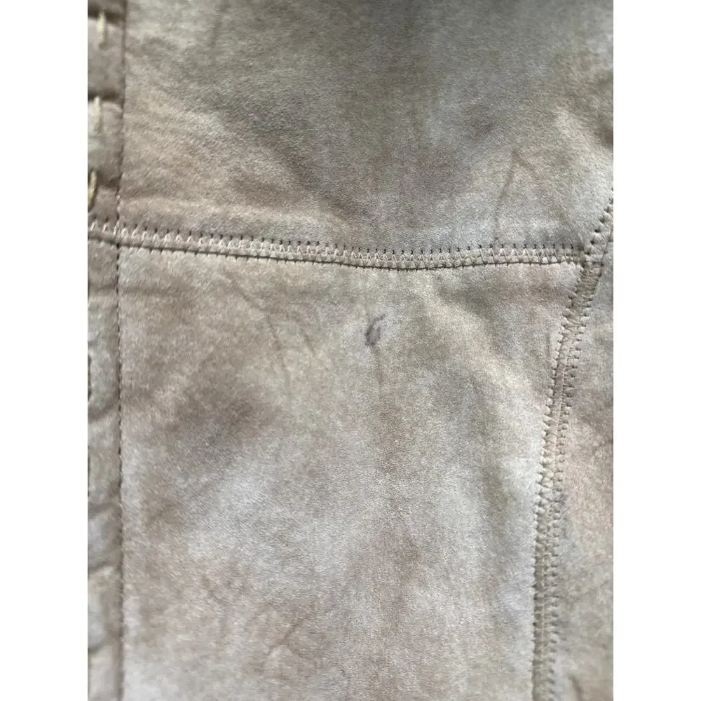 Avanti Vintage 90s Penny Lane Faux Fur Camel Suede Leather Jacket Size Large - Picture 7 of 10